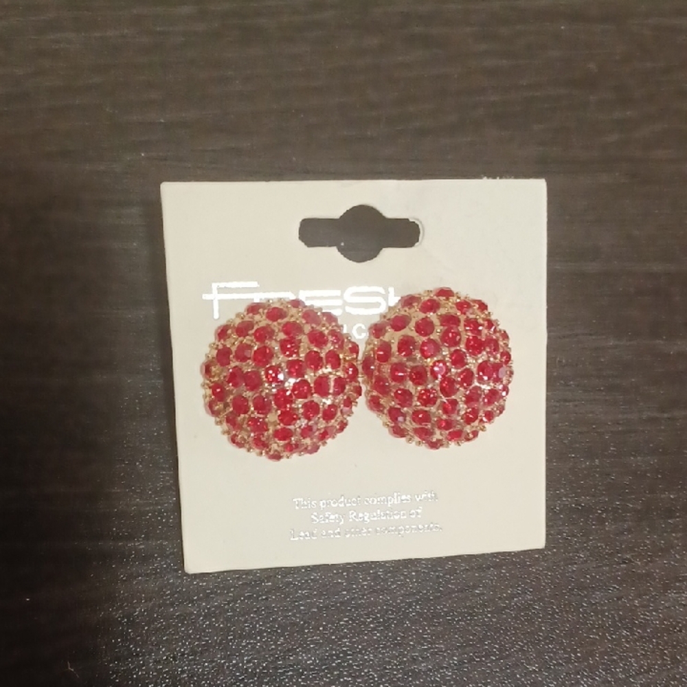 Dazzling Red Crystal Stud Earrings